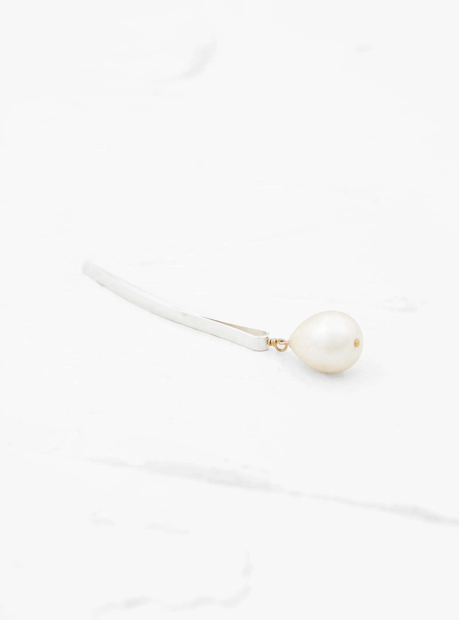 Drop Pearl Hair Pin Silver