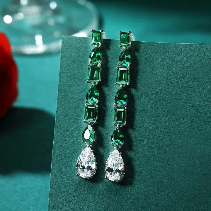 Ethnic Style Green Drop Earrings