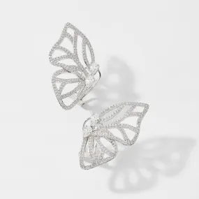 FLUTTER BUTTERFLY CZ CLIP STUD EARRINGS