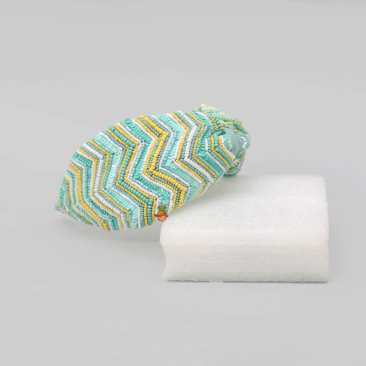 French Crepe Chevron Embroidered Hair Band