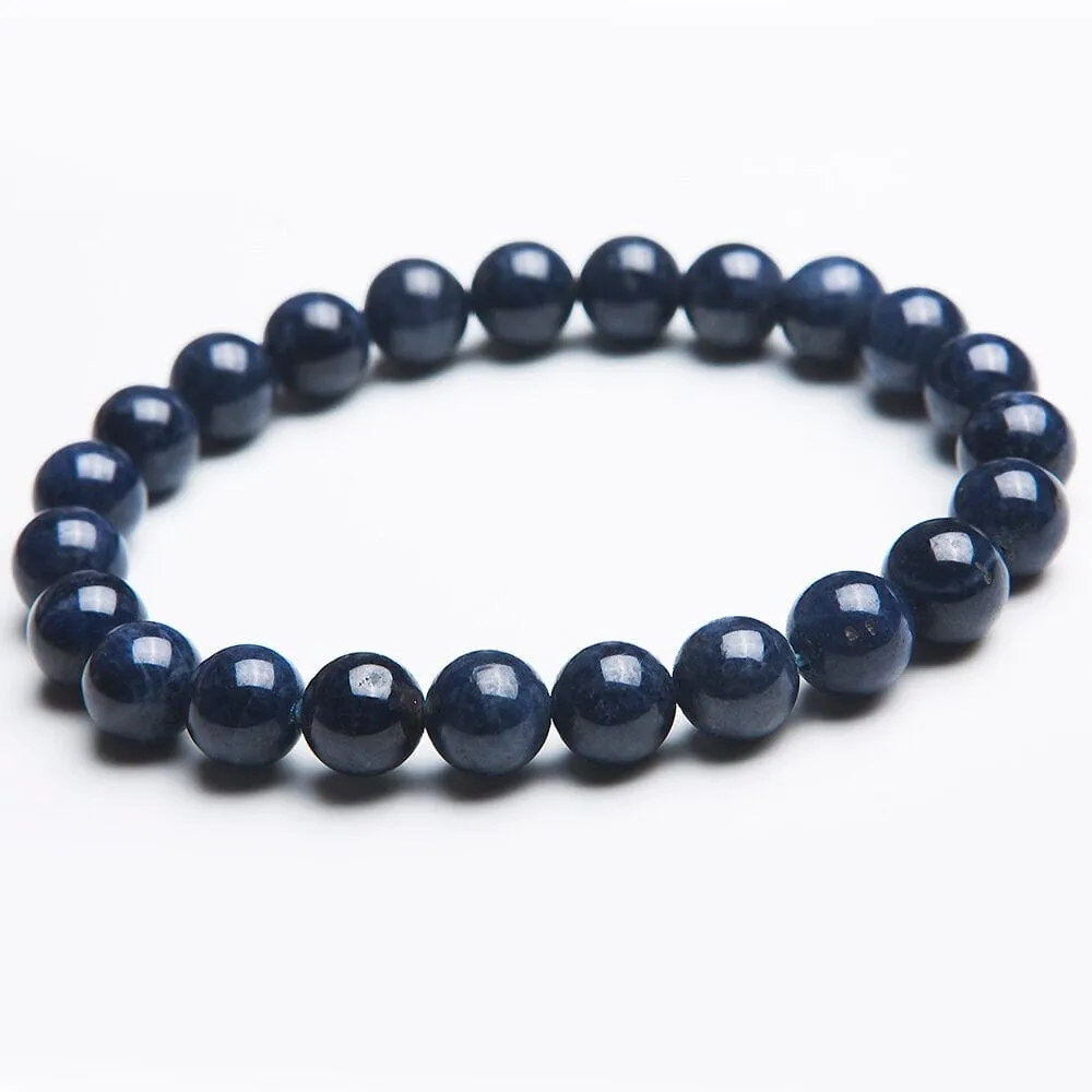 Genuine Natural Blue Sapphire Gemstone Strand Bracelet