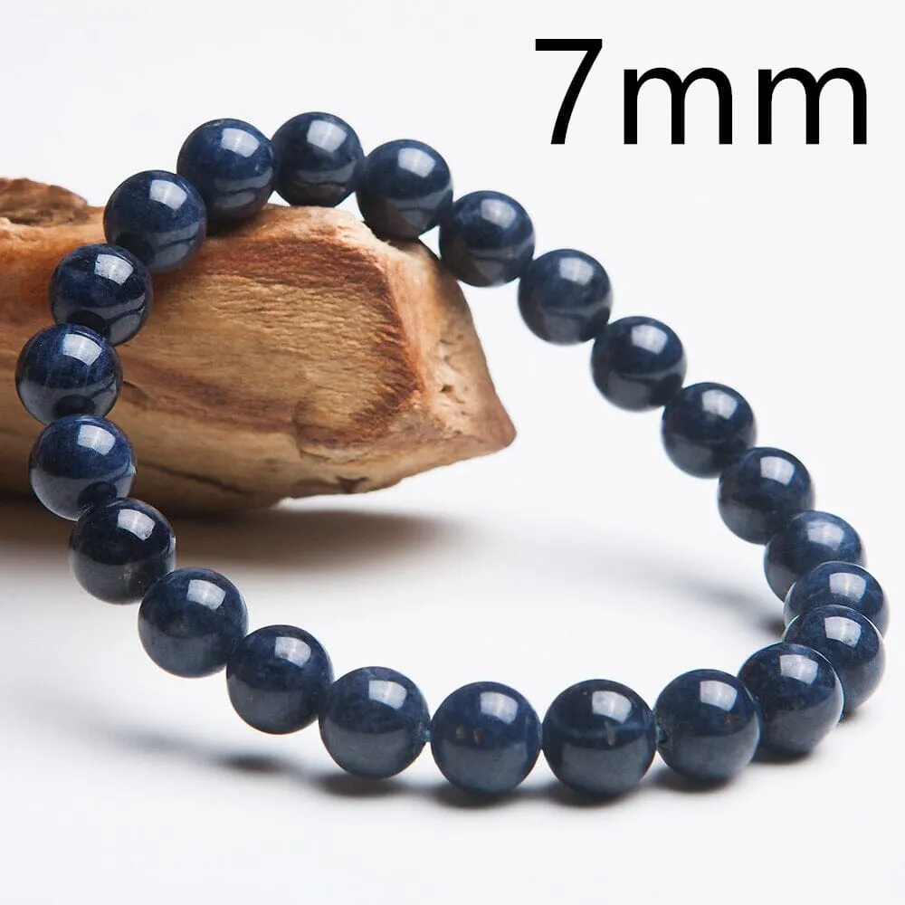 Genuine Natural Blue Sapphire Gemstone Strand Bracelet