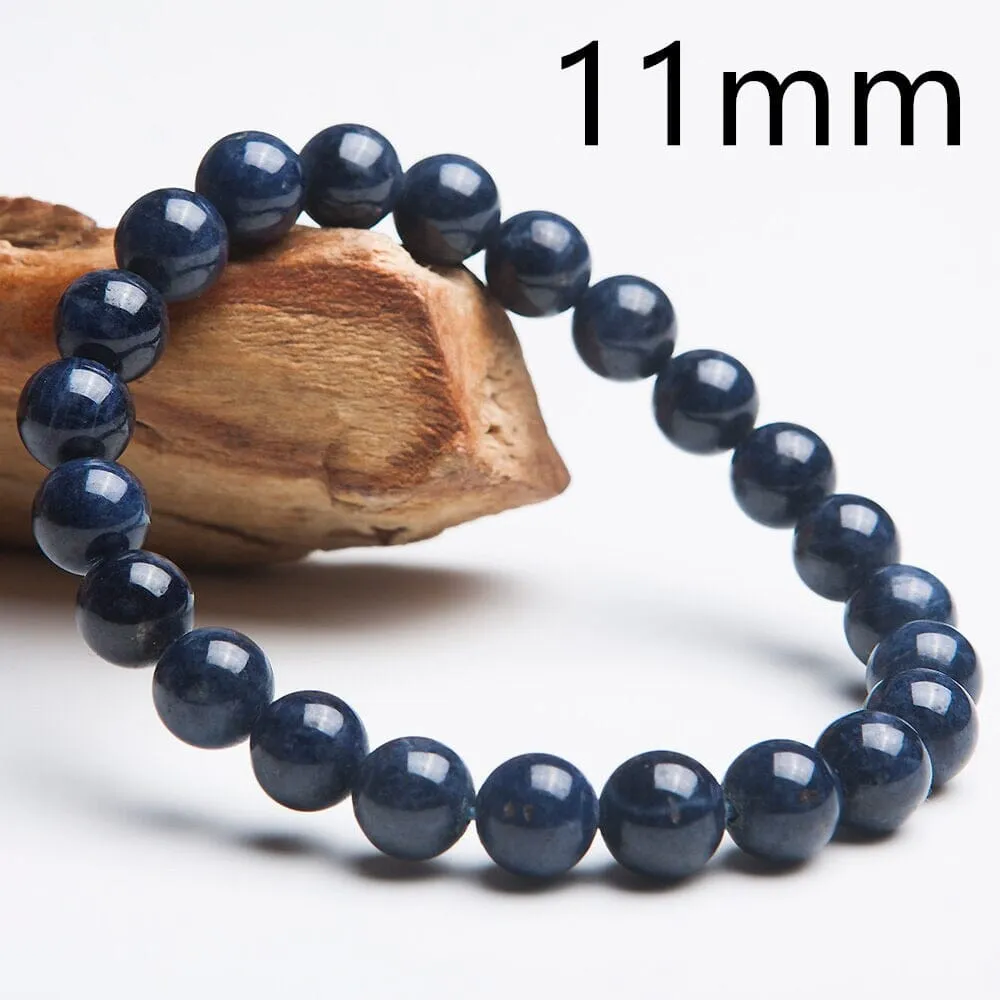 Genuine Natural Blue Sapphire Gemstone Strand Bracelet