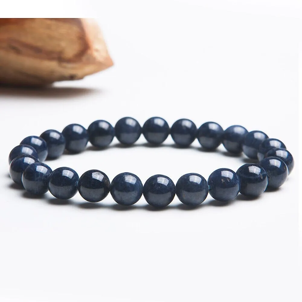 Genuine Natural Blue Sapphire Gemstone Strand Bracelet