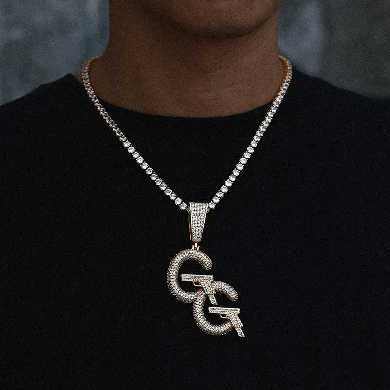 Premium Quality GG Engraved Pistol Pendant Necklace