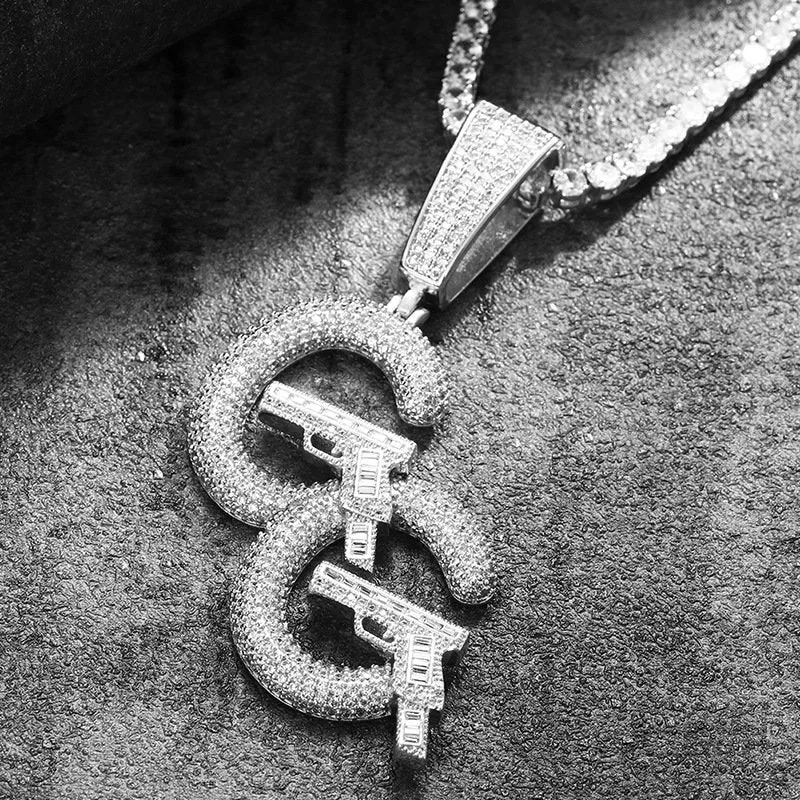 Premium Quality GG Engraved Pistol Pendant Necklace