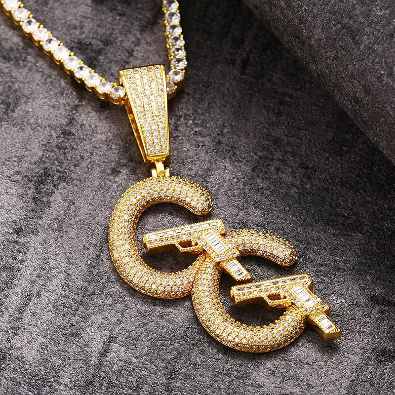 Premium Quality GG Engraved Pistol Pendant Necklace