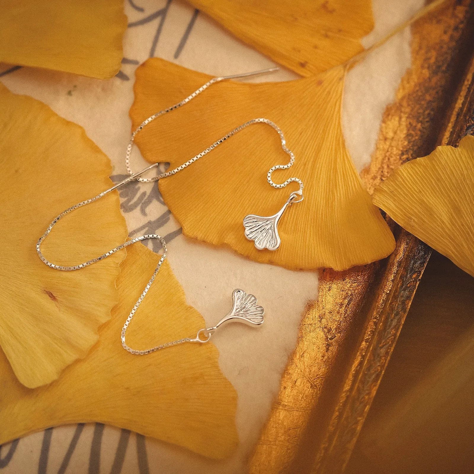 Ginkgo Leaf Drop Earrings