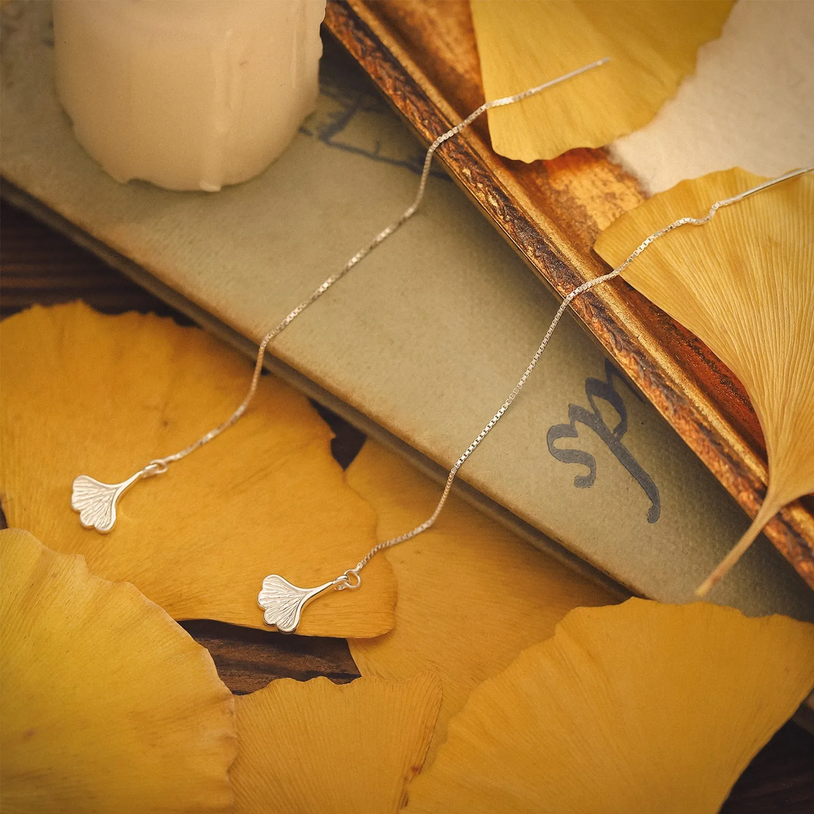 Ginkgo Leaf Drop Earrings