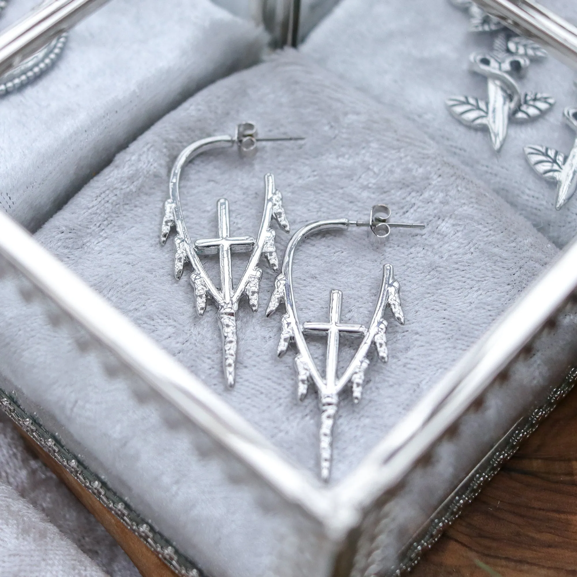 Gladius Icicle Sword Drop Earrings