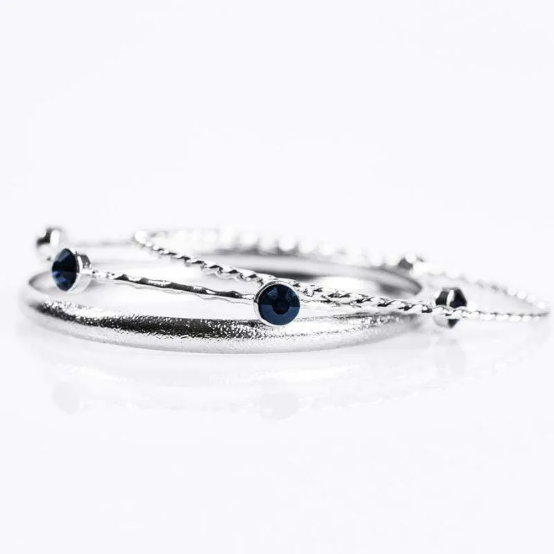 Glitter is My Signature Color Blue Gem Bangle Bracelets