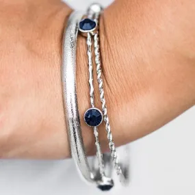 Glitter is My Signature Color Blue Gem Bangle Bracelets