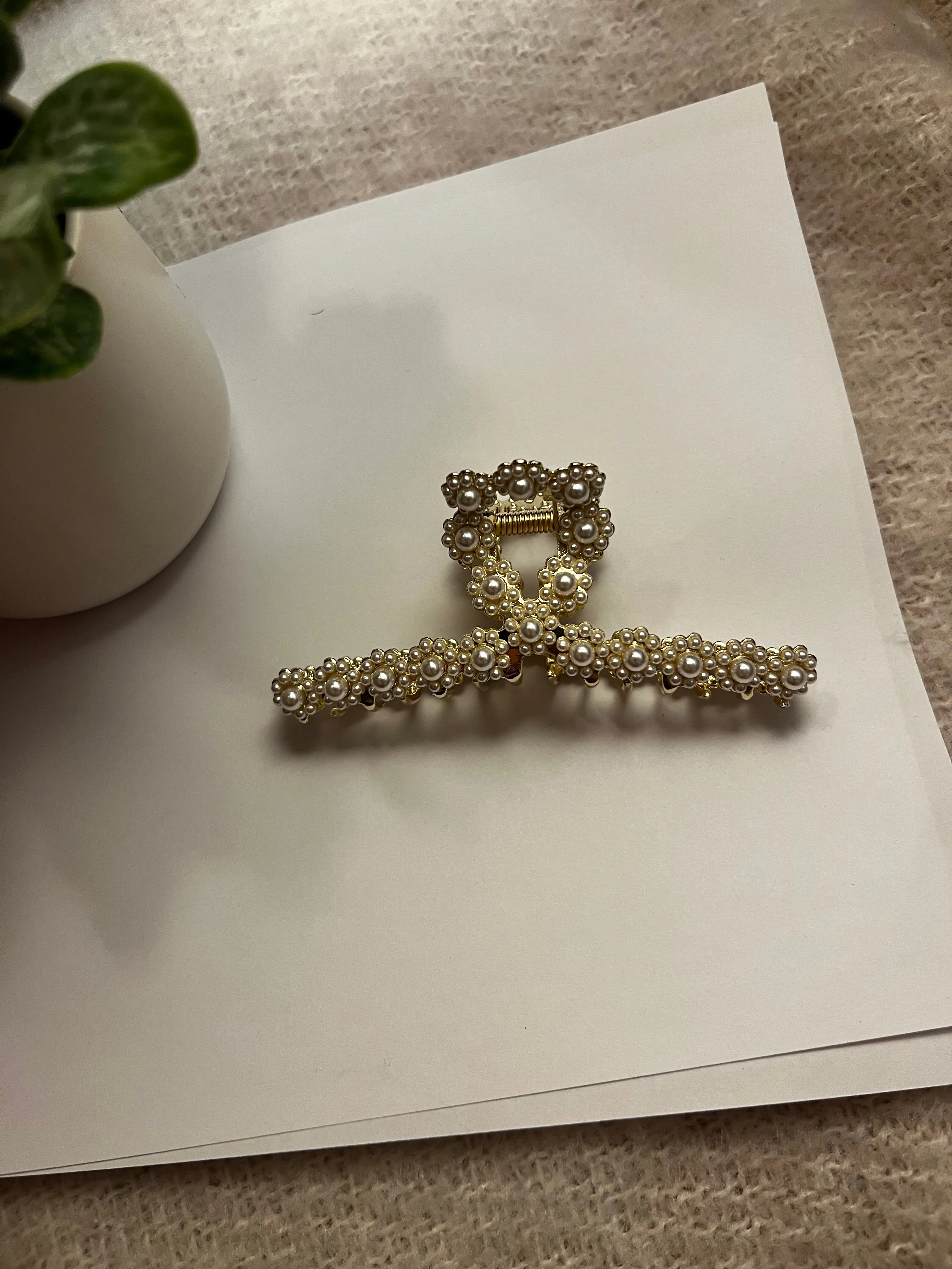 Gold Pearl Hair Clip