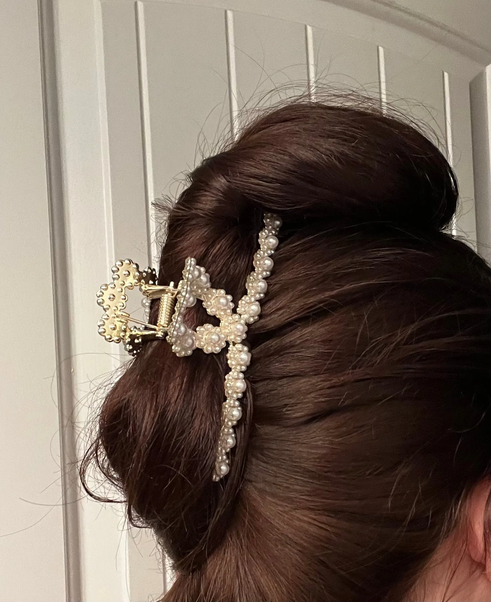 Gold Pearl Hair Clip