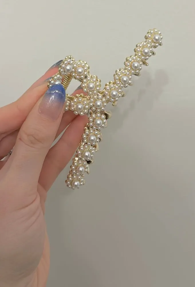 Gold Pearl Hair Clip