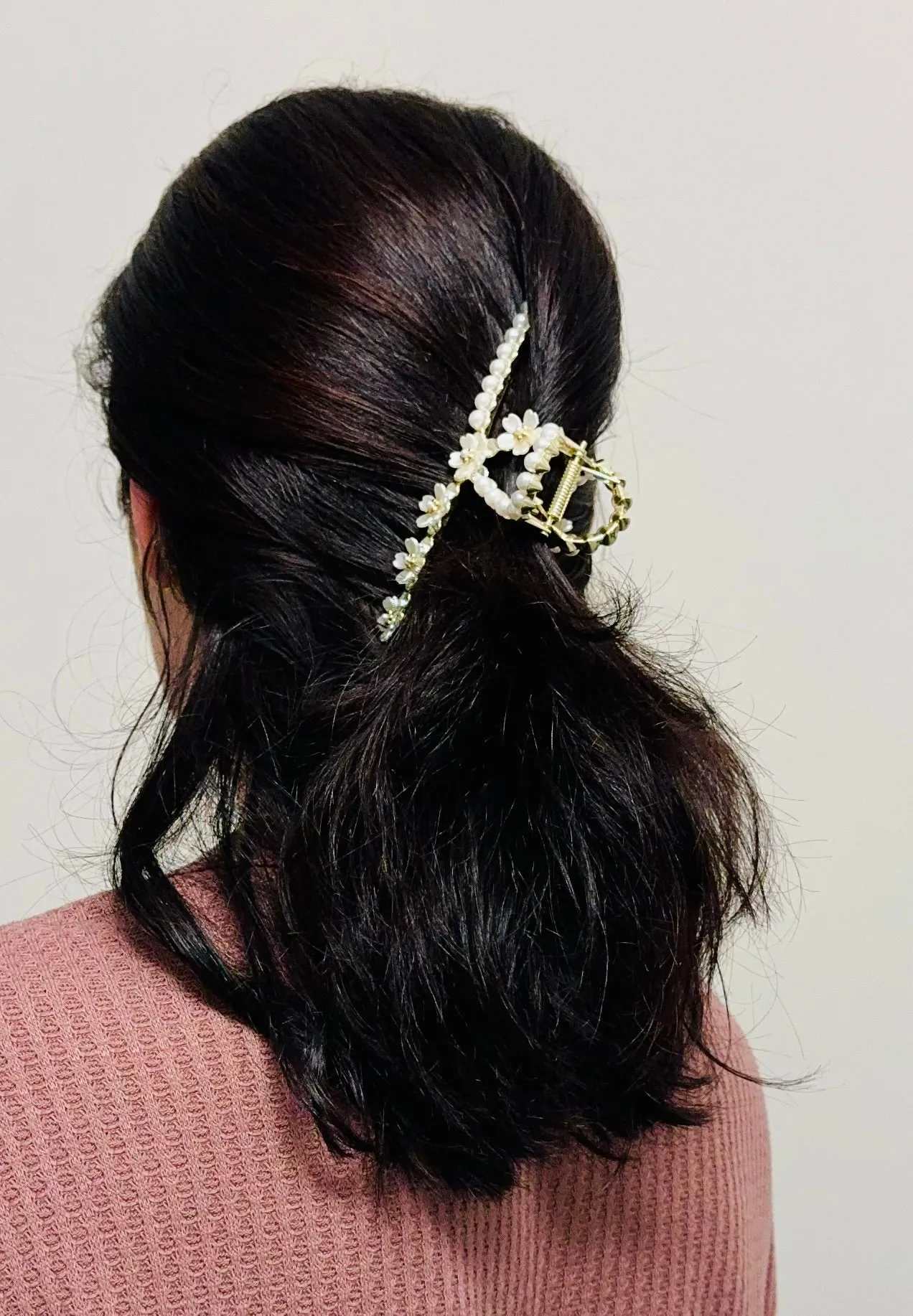 Gold Pearl Hair Clip