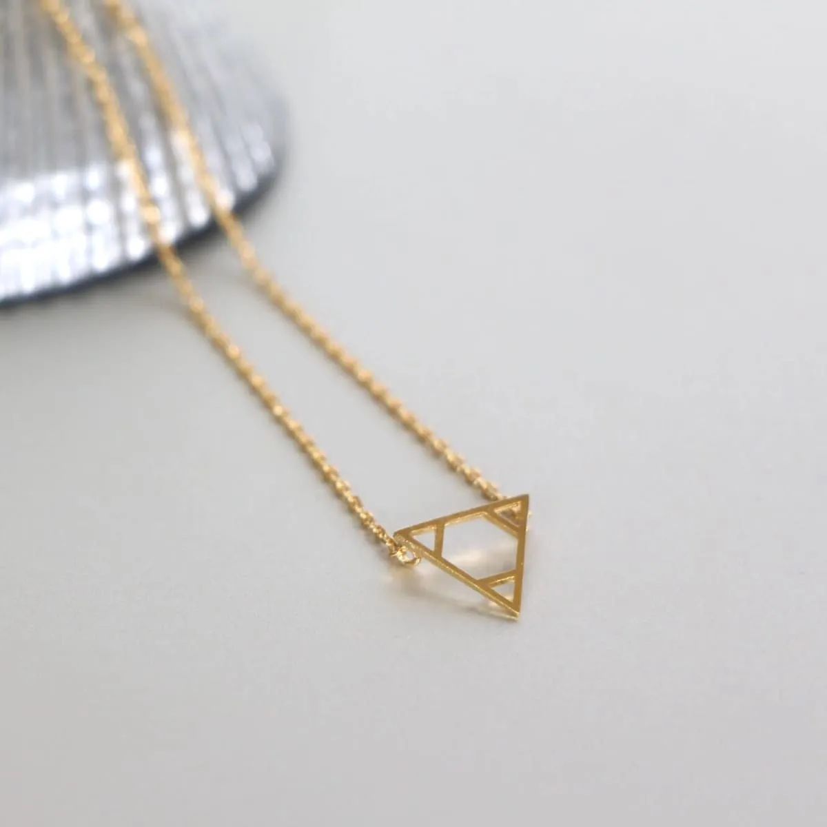 Gold Triangle Necklace, Gold Dipped Triangle Charm, Minimalist Necklace, Dainty Chain Necklace, Gift Necklace, Geometrical Necklace (SN104)