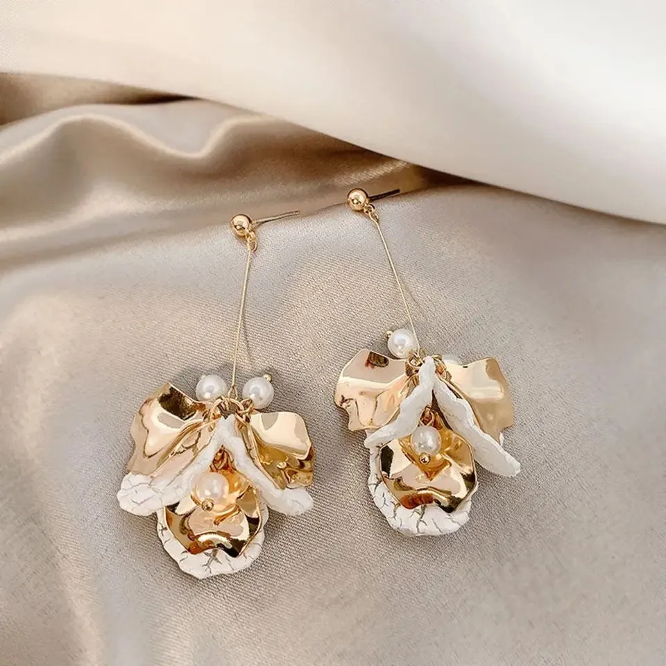 Golden Aurora Petal Drop Earrings