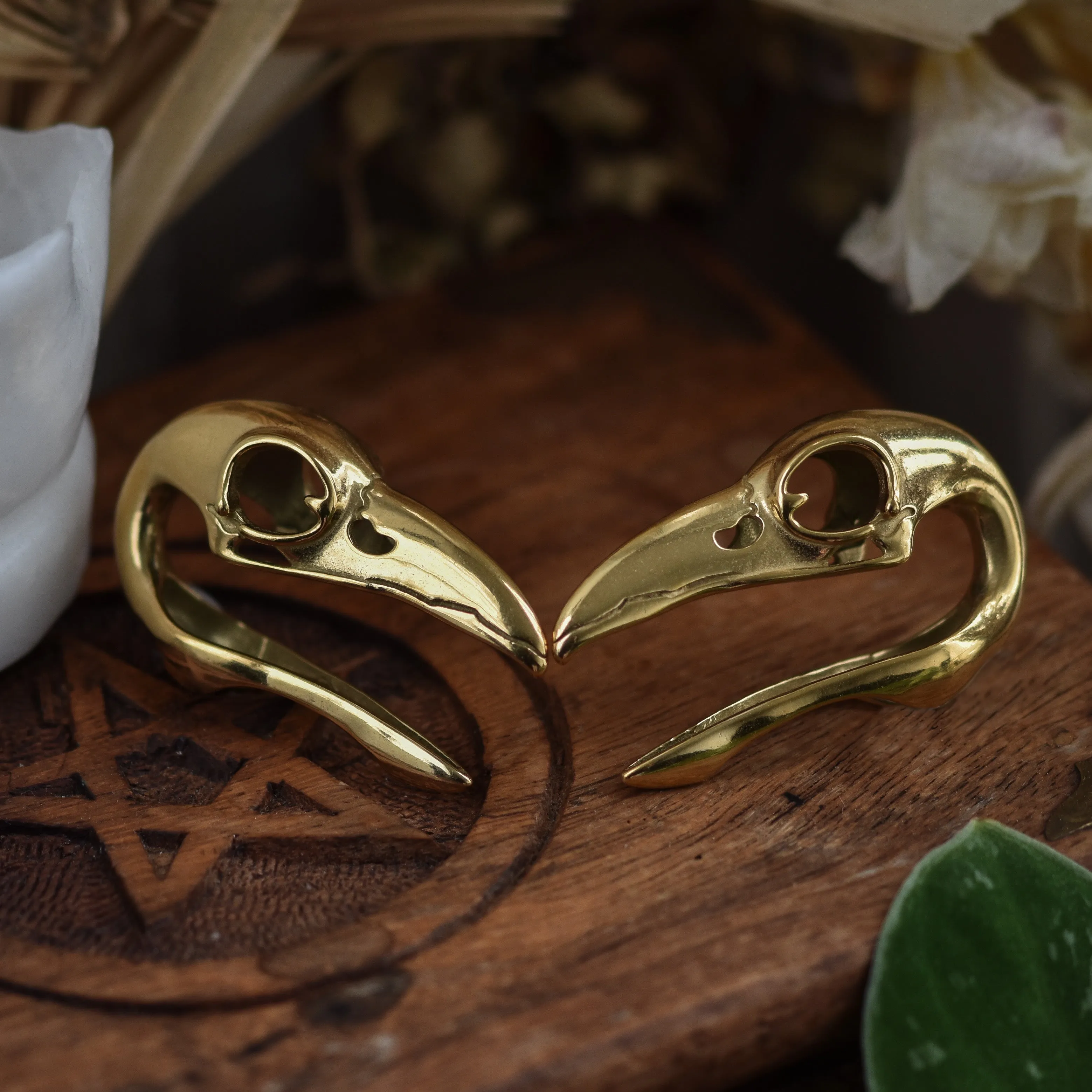 Golden Raven Skull Ear Weights