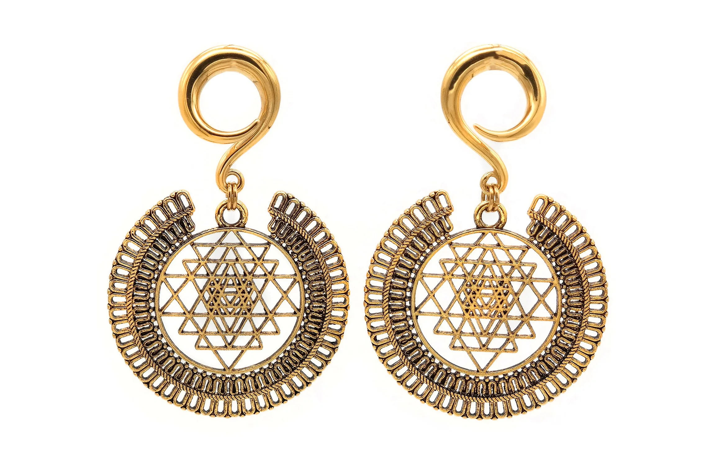 Golden Sri Yantra Ear Weights