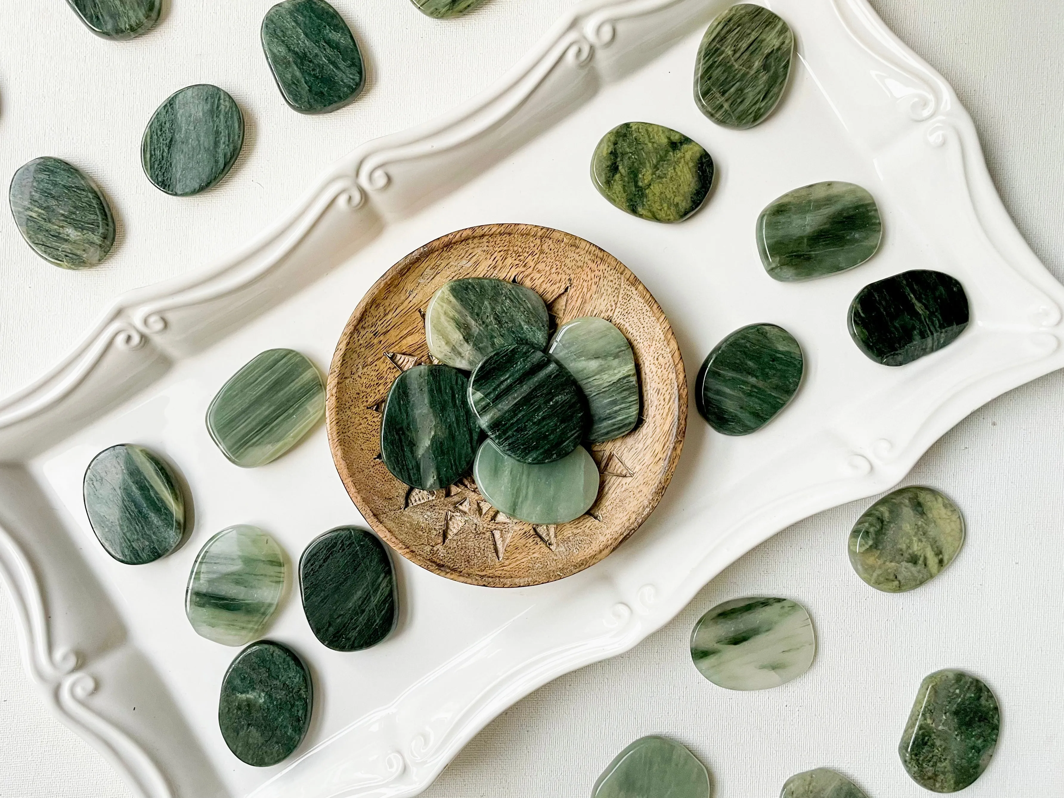 Green Hair Jasper Flat Palm