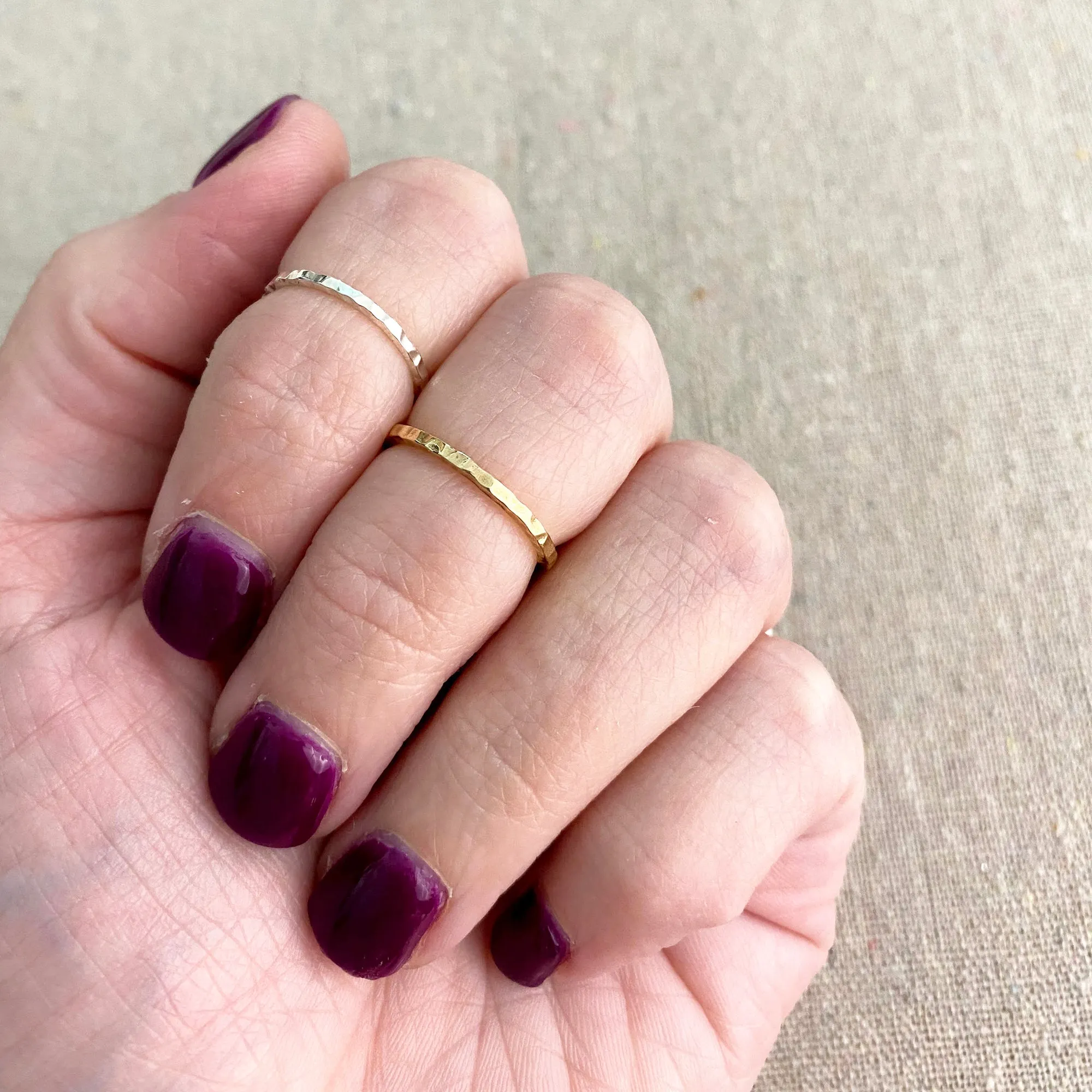 Hammered Stacking Ring • Sterling • Standard or Midi