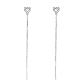 Heart Drop Threader Earrings