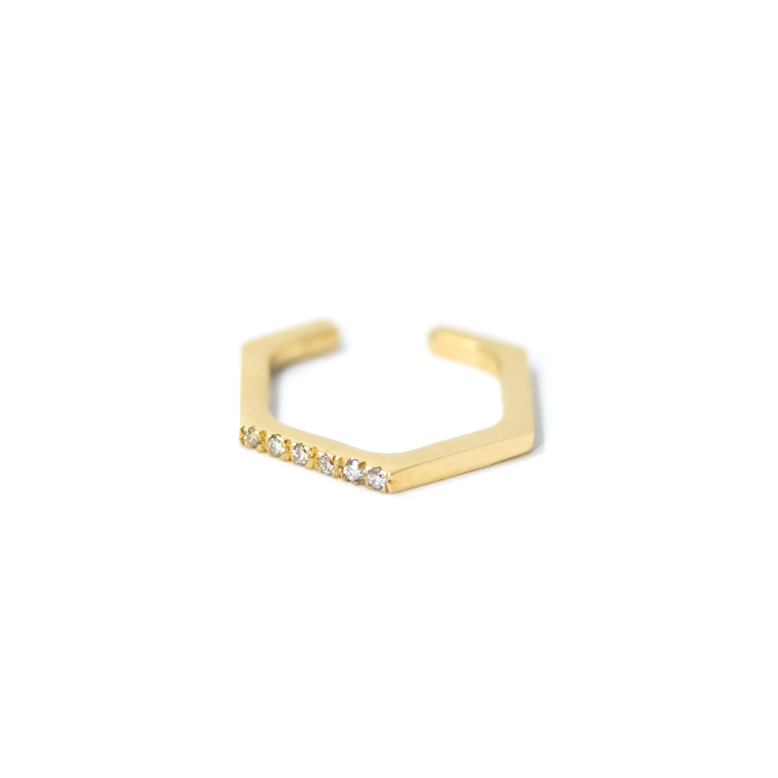 Hex Ear Cuff - 14k Yellow Gold