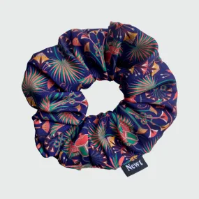 Khepri Print Navy Hair Scrunchie