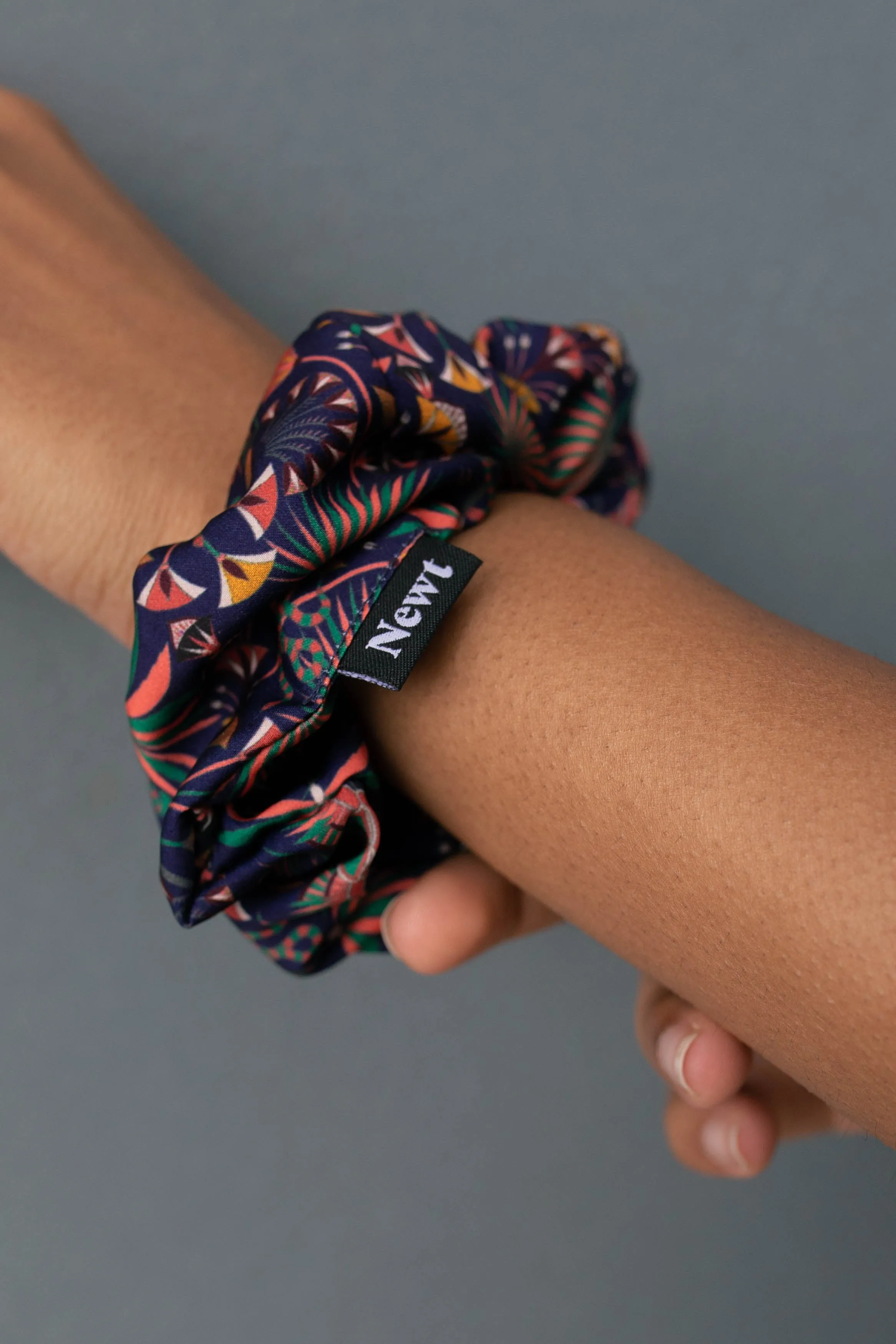 Khepri Print Navy Hair Scrunchie