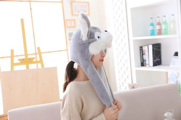 LED Movable-Ear Grey Husky Hat