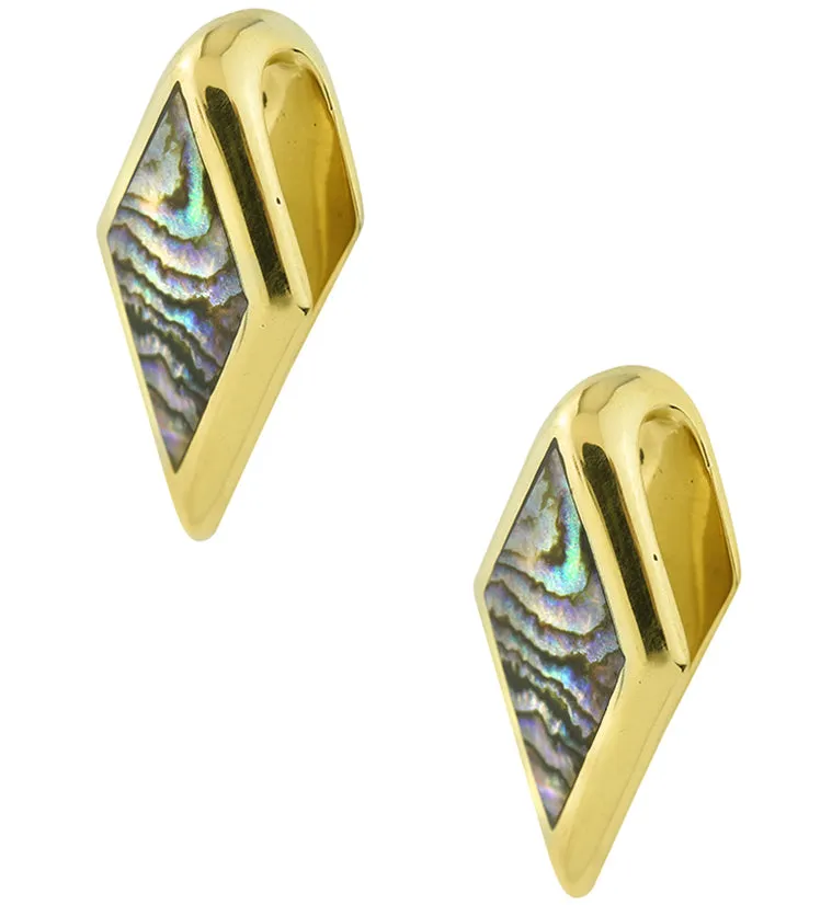 Long Zircon Abalone Brass Ear Weights