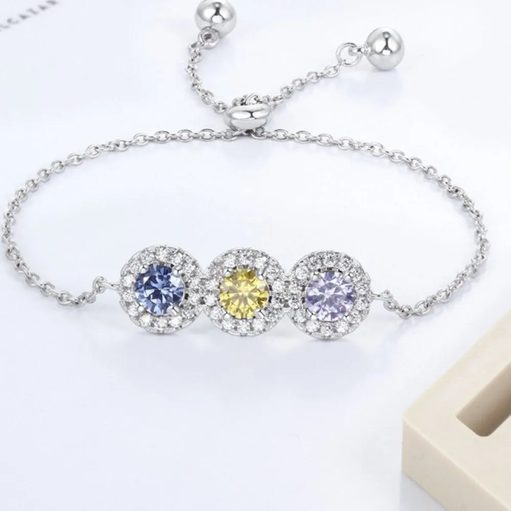 Luxury Personalized 3 Birthstone Bracelets