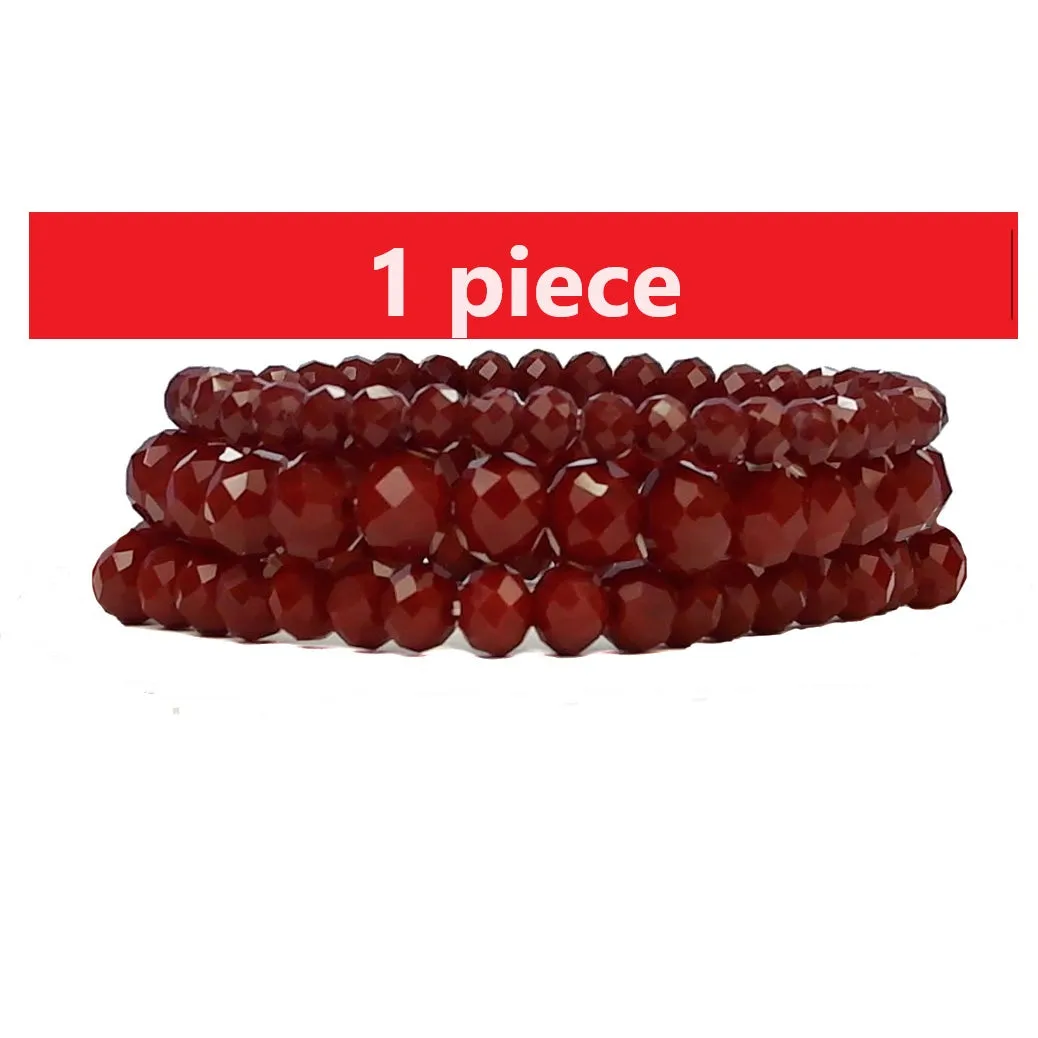 Maroon Crystal Stretch Bracelets - 1 pc. or 3 pc. set