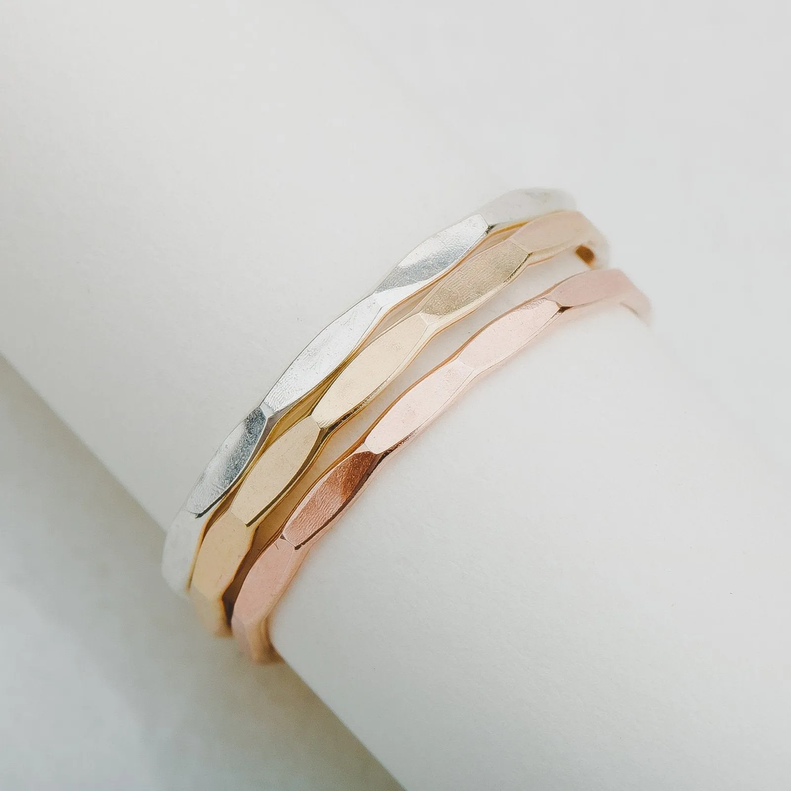 Mirror Hammered Stacking Ring