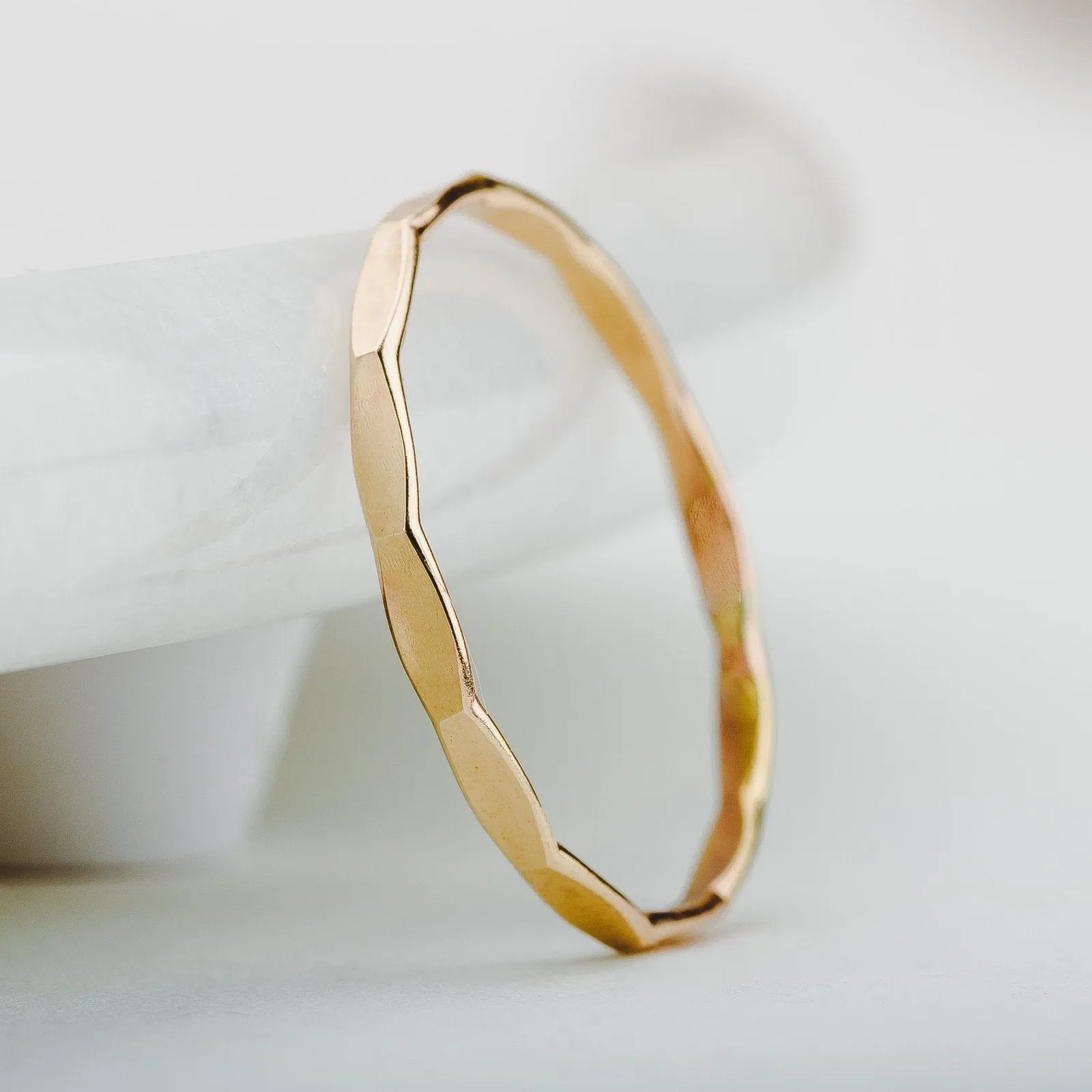 Mirror Hammered Stacking Ring