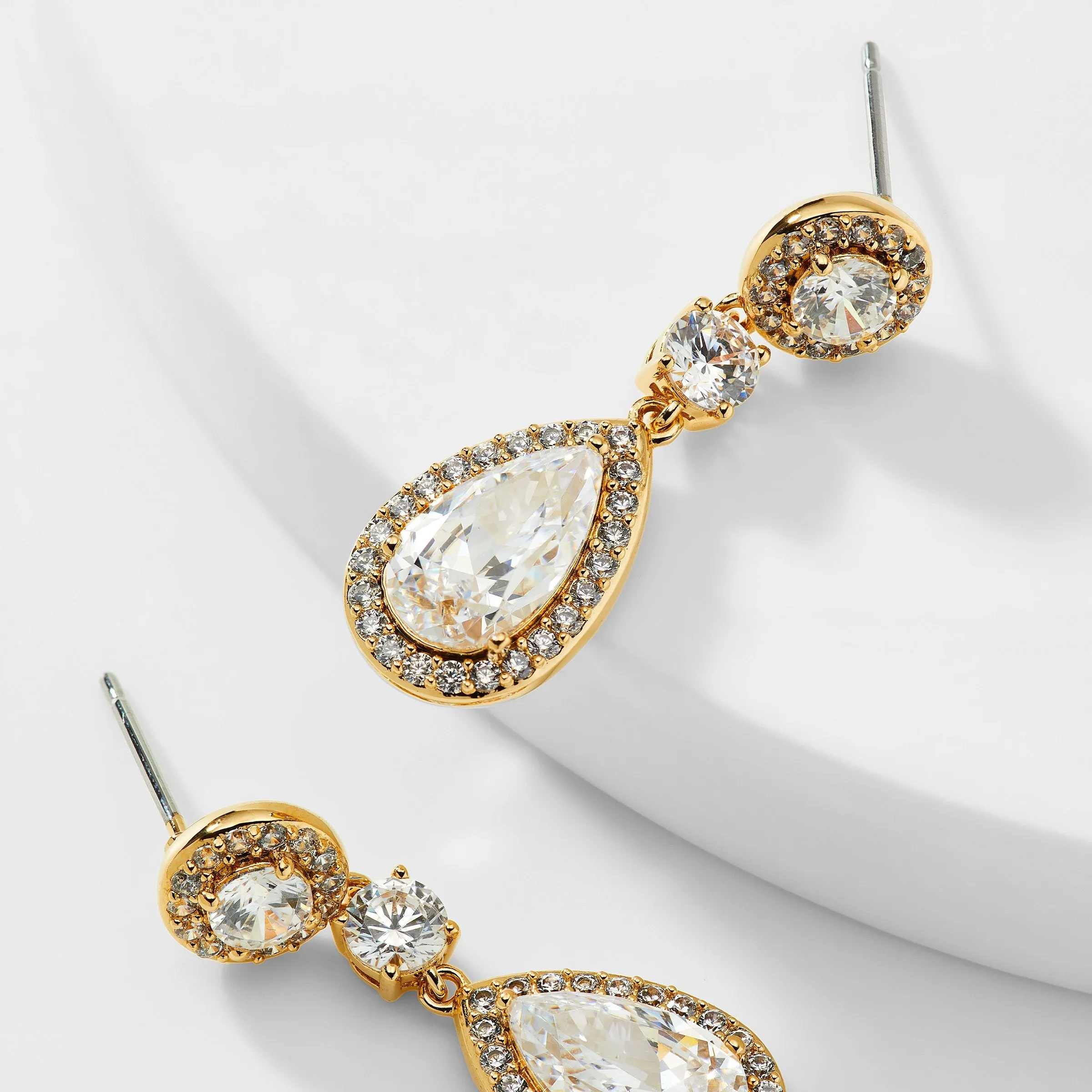 MULTI CZ FRAMED DROP EARRINGS