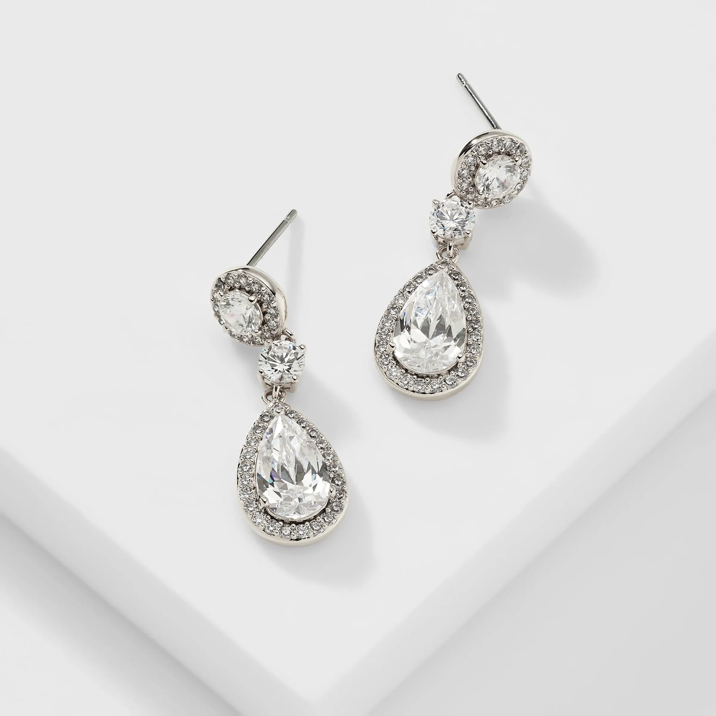 MULTI CZ FRAMED DROP EARRINGS