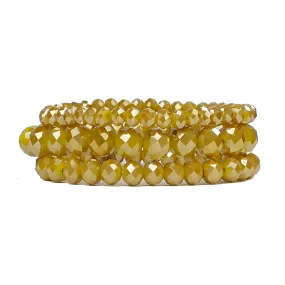 Mustard Yellow Crystal Stretch Bracelets - 3 piece set