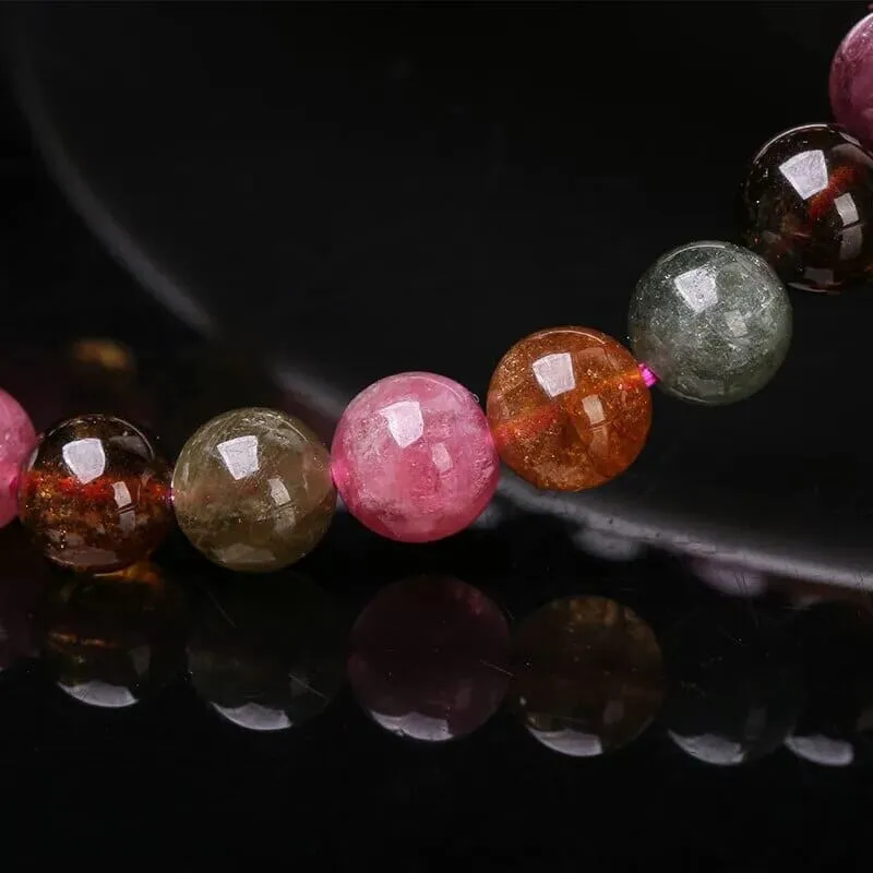 Muticolor Tourmaline 8mm Round Bead Strand Bracelets