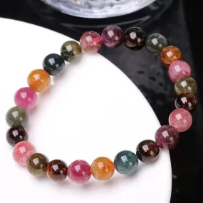 Muticolor Tourmaline 8mm Round Bead Strand Bracelets