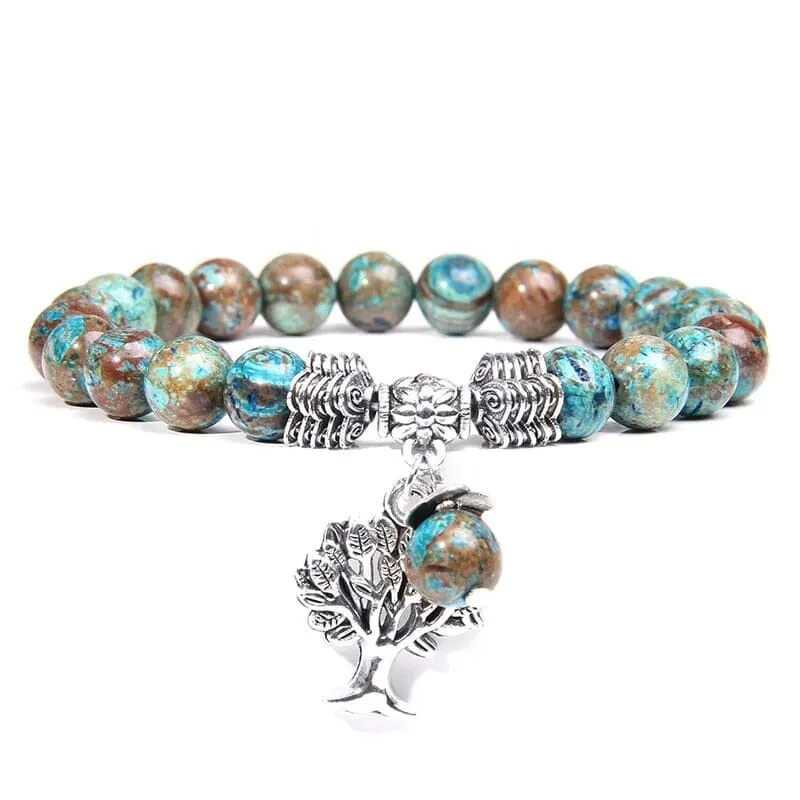 Natural Tiger Eye Stone Tree of Life Bracelets