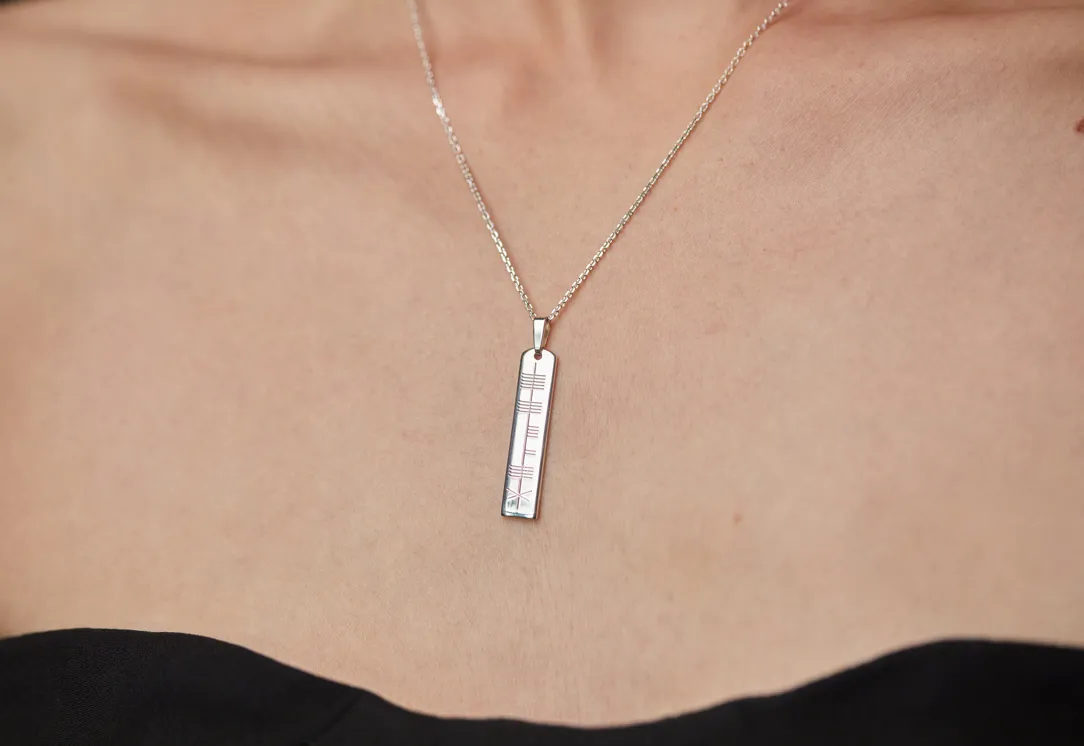 Ogham Silver Pendant - Medium