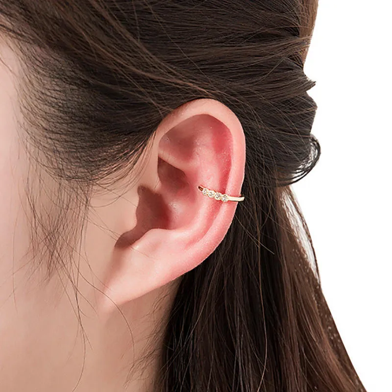 One Line CZ Ear Cuff - Silver