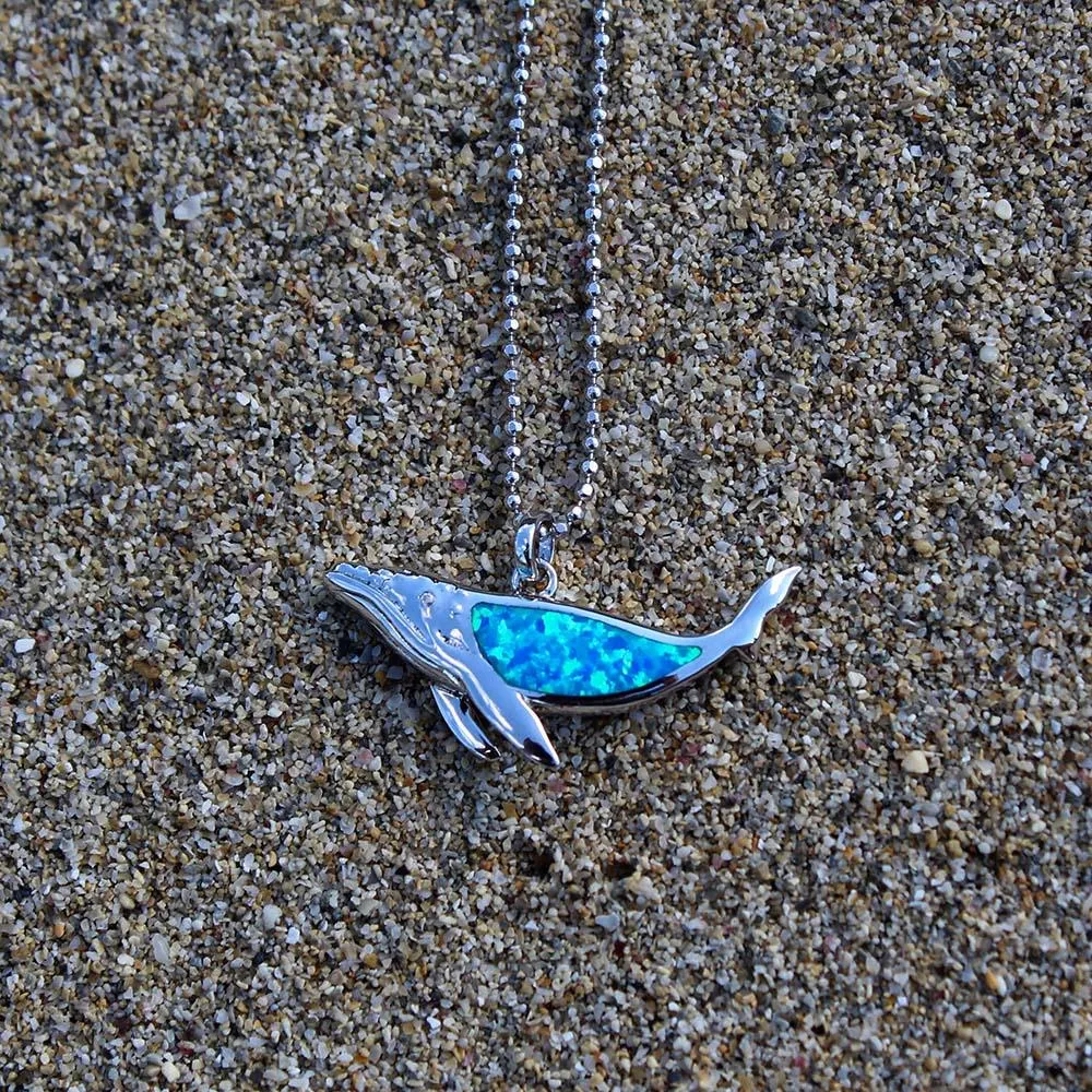 Opal Humpback Whale Pendant