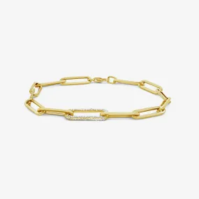 Paper Clip Diamond Link Bracelet