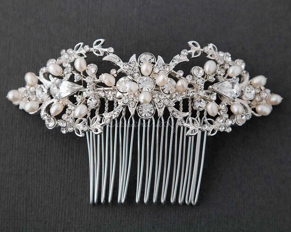 Pearl and Rhinestone Wedding Hair Comb