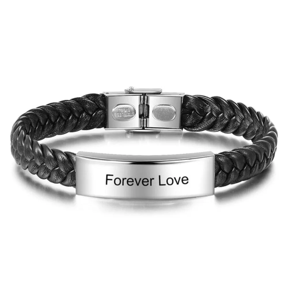 Personalized Engraved Stainless Steel Bar Bracelets For Men