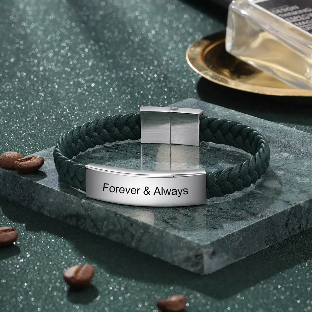 Personalized Engraved Stainless Steel Bar Bracelets For Men