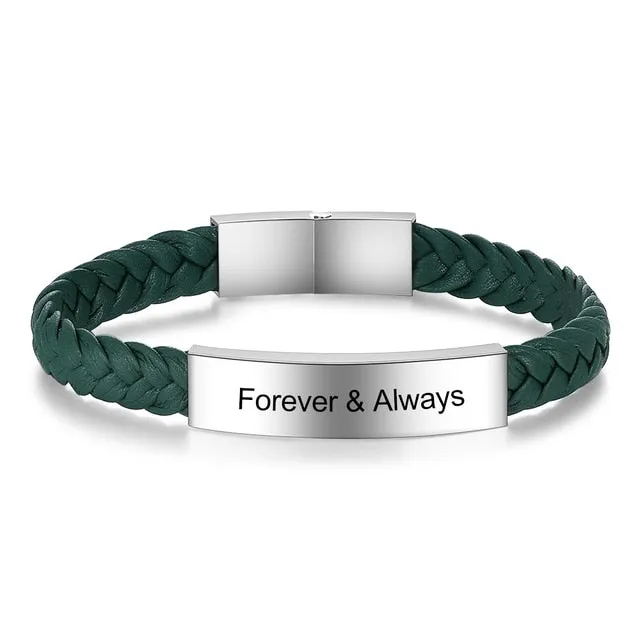 Personalized Engraved Stainless Steel Bar Bracelets For Men